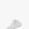 Vb embroidered towelling slippers in white