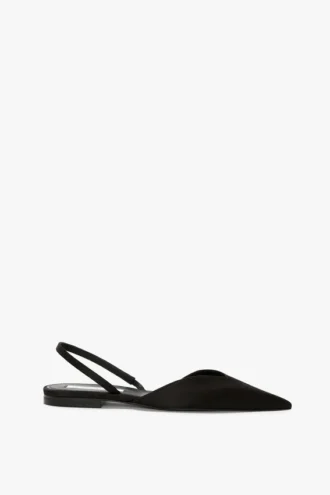 Victoria angle halter back flat in black satin
