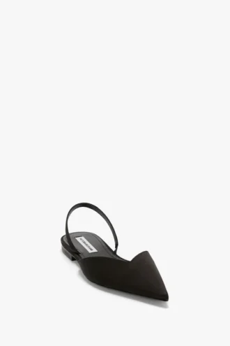 Victoria angle halter back flat in black satin