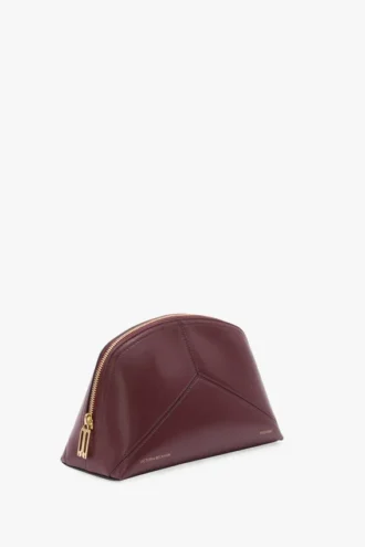 Victoria large travel pouch in burgundy leather