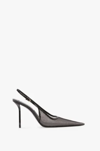 Victoria stiletto slingback 100 in black mesh
