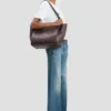 Victoria tote bag in burgundy leather